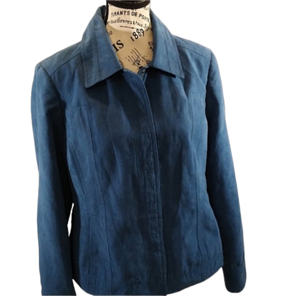 LanaLee Soft Suede Turquoise Blazer Jacket Size‎ 12 - Picture 1 of 11